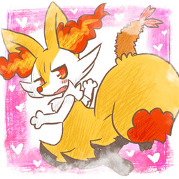 ambiguous_anthro ambiguous_gender anthro biped blush border cute_fangs digitigrade fangs food heart_eyes heart_symbol kneeling looking_at_viewer looking_back nude_ambiguous nude_anthro object_in_tail open_mouth rear_view shrimp_(food) simple_background snout solo tail teeth white_border annyui0611 nintendo pokemon braixen canid generation_6_pokemon mammal pokemon_(species) 1:1 2021 digital_drawing_(artwork) digital_media_(artwork) full-length_portrait hi_res japanese_description portrait translated_description