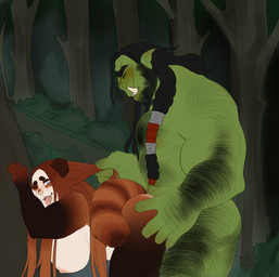 against_natural_surface against_surface against_tree anthro anthro_penetrated areola arm_hair beard bent_over biceps big_breasts big_muscles black_body black_fur blue_eyes blush body_hair braided_hair breasts brown_body brown_fur brown_hair chest_hair curvy_figure duo eyes_closed facial_hair female female_on_humanoid female_penetrated forest from_behind_position fur hair hairy hand_on_butt humanoid_on_anthro humanoid_penetrating humanoid_penetrating_anthro interspecies larger_male leg_hair looking_pleasured male male/female male_on_anthro male_penetrating male_penetrating_female manly multicolored_body multicolored_fur muscular nipples nude one_eye_closed outside penetration plant pulling_hair sex sharp_teeth side_view size_difference smaller_female smaller_penetrated standing teeth tongue tongue_out touching_hair tree tusks voluptuous white_body white_fur goldenstout blizzard_entertainment warcraft bear humanoid mammal orc pandaren red_pandaren 2016 digital_media_(artwork)