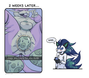 anthro anus balls blush blush_lines butt chastity_cage chastity_device chest_tuft collar dialogue egg egg_from_ass egg_in_ass electronics gaping gaping_anus genitals gesture hand_gesture high-angle_view impregnation male male/male male_birth nude on_phone oviposition penis phone phone_screen phone_view selfie sexting smile solo speech_bubble spread_butt spread_legs spreading text texting tongue tongue_out tuft v_sign shinyluvdisc nintendo pokemon ren_(shinyluvdisc) generation_1_pokemon ninetales pokemon_(species) rattata 2025 comic english_text shaded