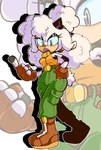 anthro bell bell_collar blue_eyes boots clothing collar female fingerless_gloves footwear gloves handwear horn shoes solo derekunleashed idw_publishing sega sonic_the_hedgehog_(comics) sonic_the_hedgehog_(idw) sonic_the_hedgehog_(series) lanolin_the_sheep_(sonic) bovid caprine mammal sheep hi_res