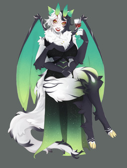 4_arms alcohol antennae_(anatomy) anthro beverage big_breasts big_tail black_body black_fur black_hair breasts clothed clothing colored_nails container crossed_legs cup dress drinking_glass eyeliner female fur fur_markings furred_wings glass glass_container glass_cup gradient_fur green_body green_inner_ear green_scales hair hand_on_breast hands_on_leg holding_object looking_at_viewer makeup markings multi_arm multi_limb nails neck_tuft red_eyeliner scales sitting solo tail tuft white_body white_fur white_hair wine wine_glass wings yellow_eyes yellow_nails varenart mythology lilith_(huf13) arthropod dragon hybrid insect lepidopteran moth mythological_creature mythological_scalie scalie absurd_res hi_res