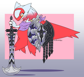 abiding_gawain ambiguous_gender charge_blade claws feral fur gradient_hair hair holding_melee_weapon holding_object holding_shield holding_sword holding_weapon kerchief melee_weapon multicolored_hair purple_kerchief red_body red_fur red_hair red_tail red_wings shield solo sword tail two_tone_hair weapon white_body white_claws white_fur white_hair wings yellow_eyes motherlatias capcom monster_hunter nintendo pokemon heather_(motherlatias) generation_3_pokemon latias legendary_pokemon pokemon_(species) 2025 hi_res watermark trans_(lore) trans_woman_(lore)