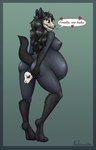 anthro areola belly big_belly big_breasts birth black_areola black_body black_fur black_hair black_nipples black_pussy bodily_fluids bone breasts casual_birthing dialogue digitigrade female fur genitals hair live_birth nipples nude open_mouth paws pregnant pregnant_anthro pregnant_female pussy simple_background skull skull_head smile solo tail text vaginal_birth foulmonster scp_foundation scp-1471-a canid canine malo mammal monster digital_media_(artwork) english_text full-length_portrait hi_res portrait