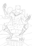 abs bodysuit bulge cape claws clean_lineart clean_lines clothing male mask muscular muscular_male not_furry pecs simple_background skinsuit solo superhero tight_clothing hamperhamster black_panther_(marvel) marvel black_panther_(character) human mammal absurd_res hi_res line_art