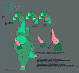 animal_genitalia animal_penis anthro balls big_butt big_penis blush butt eyeless genitals good_boy huge_penis hyper hyper_genitalia hyper_penis male penis solo text thick_thighs timid tyler_3d_(artist) tyler_(the_sea_slug) aquatic aquatic_gastropod gastropod human mammal mollusk sea_slug slug absurd_res english_text hi_res model_sheet