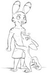 anthro breasts clothed clothing duo female heart_symbol hug male male/female nude simple_background size_difference size_swap smaller_female smile topless white_background tggeko disney zootopia jack_savage skye_(zootopia) canid canine fox lagomorph leporid mammal rabbit monochrome sketch