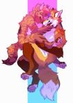 anthro brown_body brown_fur duo eyes_closed fur hug male male/male nude orange_body orange_fur pawpads pink_pawpads simple_background stripes tender white_body white_fur aycee ac_(aycee) canid canine fox hyena mammal spotted_hyena 2018 digital_media_(artwork) hi_res shaded