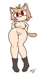 :3 boots breasts clothing featureless_hands female footwear genitals hands_on_hips long_legs looking_at_viewer nude pubes pussy shoes simple_background solo white_background wide_hips zedrin tsukihime type-moon neco-arc animal_humanoid cat_humanoid felid felid_humanoid feline feline_humanoid humanoid mammal mammal_humanoid hi_res