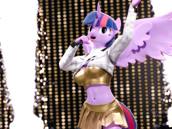 anthro bottomwear clothing electronics female horn microphone navel popstar singing skirt solo stage wings scratch_wub friendship_is_magic hasbro my_little_pony mythology twilight_sparkle_(mlp) equid equine mammal mythological_creature mythological_equine winged_unicorn 3d_(artwork) 4:3 digital_media_(artwork) hi_res