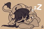 anthro broken_horn female hair horn sleeping solo sound_effects tail vowelless vowelless_sound_effect zzz mattydoro camilla_(mattydoro) bovid bovine cattle mammal 3:2 absurd_res digital_media_(artwork) hi_res