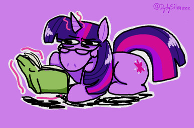 book eyewear female feral glasses horn reading simple_background solo squinted_eyes telekinesis dydy_silva friendship_is_magic hasbro my_little_pony mythology twilight_sparkle_(mlp) equid equine mammal mythological_creature mythological_equine unicorn