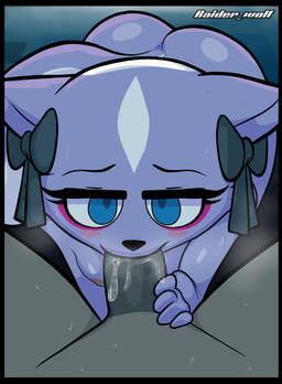 anthro blush blush_lines bodily_fluids bow_(feature) breasts computer cum cum_in_mouth cum_inside dark_room duo ejaculation electronics fellatio female first_person_view furniture genital_fluids genitals looking_at_viewer male male/female male_pov monitor musk musk_cloud nipples nude oral penile penis penis_in_mouth saliva sex sweat sweatdrop table y_shaped_butt_crack blackmore aggretsuko sanrio haida_(aggretsuko) shikabane_(aggretsuko) hyena mammal mephitid skunk spotted_hyena absurd_res hi_res