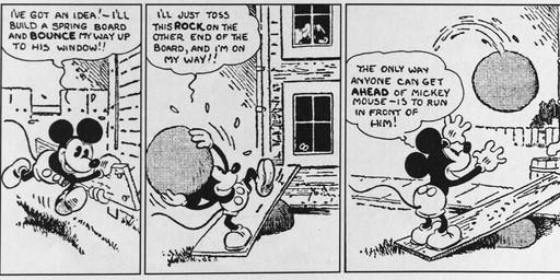 4_fingers angry anthro bottomwear boulder clothed clothing dialogue female fingers footwear gloves group handwear headgear headwear male motion_lines open_mouth outside pants rock shoes teeth text trio walt_disney_(artist) win_smith disney public_domain mickey_mouse minnie_mouse sylvester_shyster canid canine canis domestic_dog mammal mouse murid murine rodent 1930 20th_century absurd_res ancient_art black_and_white comic dated english_text hi_res monochrome signature