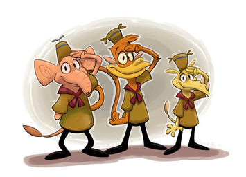 anthro brown_hair clothing fur group hair hat headgear headwear horn male proboscis_(anatomy) simple_background trunk_(anatomy) orlandofox camp_lazlo cartoon_network cc-by-nc-nd creative_commons clam_(camp_lazlo) lazlo_(camp_lazlo) raj_(camp_lazlo) elephant elephantid haplorhine mammal monkey primate proboscidean rhinoceros southern_white_rhinoceros white_rhinoceros 2019 digital_media_(artwork) hi_res