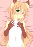 anthro bodily_fluids brown_body brown_fur cum cum_on_face cum_on_hand femboy fur genital_fluids green_eyes hair heart_symbol lying male nude on_back one_eye_closed orange_hair solo white_body white_fur yellow_body yellow_fur an_chobi94 remu-kun canid canine fox mammal 2020 hi_res