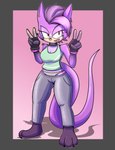 anthro barefoot double_v_sign feet female gesture hand_gesture polka_dot_panties sagging_pants solo v_sign haiiroslash bre_the_kangaroo_(sonic_oc) fan_character absurd_res hi_res