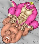 anal anal_penetration anthro balls barazoku bodily_fluids bound dildo double_dildo duo erection eyes_closed feet genitals hairy kemono male male/male muscular muscular_male overweight overweight_human overweight_male penetration penis pink_body sex_toy small_penis sweat uhokue dragon_quest dragon_quest:_the_adventure_of_dai square_enix crocodine yangus_(dragon_quest) crocodile crocodilian human mammal reptile scalie 2009 censored low_res