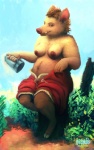 alcohol anthro beer beverage biped breasts clothed clothing container cup dress female food fur hair looking_at_viewer nipples pose sitting skimpy slightly_chubby smile solo stein topless oddwilds mammal suid suina sus_(pig) wild_boar 2013 digital_media_(artwork) digital_painting_(artwork) hi_res pinup