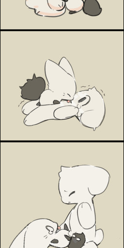 ambiguous_penetration anthro anthro_on_feral anthro_penetrating anthro_penetrating_feral anvil_position bestiality bodily_fluids chibi duo female female_on_anthro feral feral_penetrated from_front_position grey_background hug kemono larger_anthro larger_male legs_up licking loli male male/female male_on_feral penetration sex shota simple_background size_difference smaller_female smaller_feral smaller_penetrated tears tongue tongue_out young young_anthro young_female young_feral young_male seuppi kumikuyo_(seuppi) parang_(seuppi) bovid canid canine caprine fox mammal sheep absurd_res comic hi_res