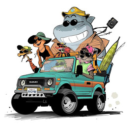 anthro camera car clothing eyewear female group hat headgear headwear license_plate male sunglasses umbrella vehicle pierreperifel dreamworks suzuki suzuki_samurai the_bad_guys diane_foxington mr._piranha_(the_bad_guys) mr._shark_(the_bad_guys) mr._snake_(the_bad_guys) mr._wolf_(the_bad_guys) ms._tarantula_(the_bad_guys) aquatic arachnid arthropod canid canine canis characiform fish fox mammal mygalomorph piranha_(fish) reptile scalie serrasalmid shark snake spider tarantula wolf