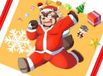 blush clothing costume gift holidays male santa_costume break301 christmas lifewonders tokyo_afterschool_summoners goemon_(tas) canid canine mammal raccoon_dog tanuki hi_res