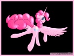 2013 absurd_res alpha_channel alternate_species blue_eyes border butt cutie_mark english_text equid equine feathered_wings feathers female feral flying friendship_is_magic hair haltie hasbro hi_res horn looking_at_viewer looking_back mammal my_little_pony mythological_creature mythological_equine mythology pink_body pink_border pink_hair pinkie_pie_(mlp) quadruped simple_background smile solo tail text transparent_background winged_unicorn wings