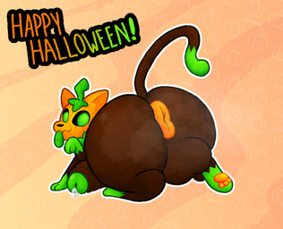 anus balls big_anus big_balls big_butt big_penis black_sclera bodily_fluids butt feral for_a_head foreskin genital_fluids genitals glans green_eyes half-erect holidays huge_anus huge_balls huge_penis humanoid_genitalia humanoid_penis hyper hyper_genitalia hyper_penis looking_at_viewer looking_back lying male musk musk_cloud musky_butt on_front pattern_background paw_pose pawpads paws penis plant pose precum presenting presenting_hindquarters puffy_anus pumpkin_head quadruped rear_view simple_background smile solo tail tongue tongue_out pincoosh halloween pumkat domestic_cat elemental_creature felid feline felis flora_fauna mammal object_head hi_res