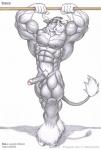 abs anthro balls biceps big_muscles biped erection foreskin fur genitals grey_body grey_fur hair hooves horn horn_jewelry horn_ring huge_muscles humanoid_genitalia humanoid_penis jewelry male muscular muscular_anthro muscular_male nipples nude partially_retracted_foreskin pecs penis pose ring ring_(jewelry) solo standing tail tail_tuft tuft vein braford gus_(braford) bovid bovine cattle mammal traditional_media_(artwork)