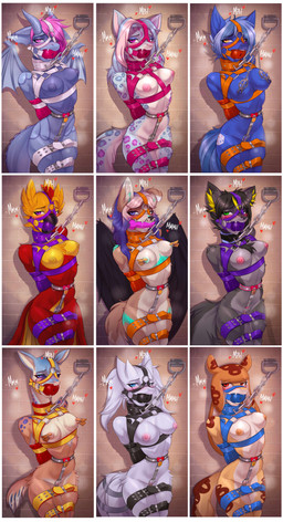 anthro armbinder ball_gag bdsm beak binder_(restraint) bondage bondage_gear bound breasts chain chained chastity_belt chastity_device clamp collar female front_view fur gag gagged group harness membrane_(anatomy) membranous_wings nipples non-mammal_breasts non-mammal_nipples restraints solo straps wings moddish european_mythology mythology nintendo pokemon aquatic avian bird canid canine canis domestic_dog dragon equid equine felid fish furred_dragon furred_scalie generation_5_pokemon giraffid horse legendary_pokemon mammal mythological_creature mythological_scalie okapi pokemon_(species) reshiram scalie western_dragon absurd_res digital_drawing_(artwork) digital_media_(artwork) hi_res multiple_images