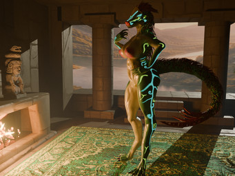 altar big_breasts big_butt breasts butt carpet fangs feathers female genitals glowing glowing_markings inside markings muscular muscular_female pillar porch sculpture solo statue tail teeth vulva wide_hips zibelpanther american_mythology aztec_mythology mesoamerican_mythology mythology quetzalcoatl deity hybrid reptile scalie snake 3d_(artwork) 4:3 digital_media_(artwork)