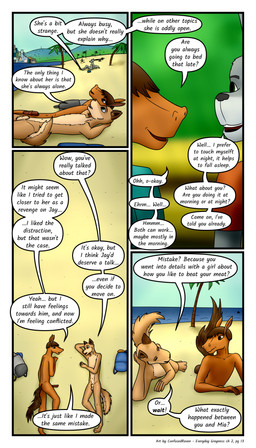 adolescent animal_genitalia animal_penis anthro backpack beach becoming_erect brown_body brown_eyes brown_fur brown_hair canine_tail casual_nudity dialogue duo equine_genitalia equine_penis female fur genitals green_eyes hair half-erect hill horse_tail lying male navel nude nude_beach nudist orange_body orange_fur outdoor_nudity palm_tree penis plant public public_nudity sand sea sheath social_nudity tan_body tan_fur text tree water young confusedraven dave_(confusedraven) mia_(confusedraven) sam_(confusedraven) canid canine canis domestic_dog equid equine horse lagomorph leporid mammal rabbit 4:7 absurd_res comic english_text hi_res