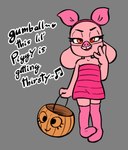 anthro clothing costume dress female footwear fur halloween_bucket halloween_costume holidays leggings legwear pink_body pink_clothing pink_dress pink_footwear pink_fur pink_socks socks solo strapless_clothing strapless_dress young young_anthro soulcentinel cartoon_network disney halloween the_amazing_world_of_gumball winnie_the_pooh_(franchise) anais_watterson piglet lagomorph mammal 2024