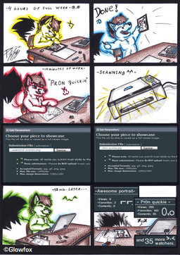 anthro arctic artist brown_hair chibi computer creating_art dipstick_tail drawing_(action) drawing_(object) electronics fluffy glowing hair humor internet laptop male markings serious solo tail tail_markings text the_truth glowfox furaffinity glowfox_(character) canid canine fox mammal comic english_text sketch