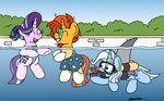 clothing diving_mask eyewear female feral glasses group horn male mask scuba_gear shark_fin swimwear trio underwater water bobthedalek friendship_is_magic hasbro my_little_pony mythology starlight_glimmer_(mlp) sunburst_(mlp) trixie_(mlp) equid equine mammal mythological_creature mythological_equine unicorn digital_media_(artwork) hi_res