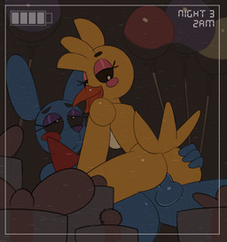 anthro anus balls beak black_sclera blue_balls blue_penis bouncing_balls butt camera_view cowgirl_position duo erection eyeshadow female female_on_top female_penetrated from_front_position genitals hand_on_butt looking_at_viewer looking_back machine makeup male male/female male_on_bottom male_penetrating male_penetrating_female nude on_bottom on_top open_mouth penetration penile penile_penetration penis penis_in_vagina sex smile vaginal vaginal_penetration vulva fridge_(artist) five_nights_at_freddy's five_nights_at_freddy's_2 scottgames toy_bonnie_(fnaf) toy_chica_(fnaf) animatronic avian bird chicken galliform lagomorph leporid mammal phasianid rabbit robot 2016 2d_animation animated digital_media_(artwork) frame_by_frame loop