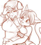 anthro bodily_fluids crying duo ear_piercing female female/female hug piercing romantic romantic_couple tears strawberryneko eliza_edington verloren canid canine felid feline mammal low_res