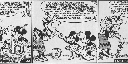 4_fingers anthro bottomwear clothed clothing cowbell dialogue eyelashes eyes_closed female fingers flower footwear gloves group hand_in_pocket handwear hat headgear headwear high_heels male motion_lines open_mouth outside pants plant pockets shoes sitting skirt teeth text tongue top_hat trio umbrella water walt_disney_(artist) win_smith disney public_domain clarabelle_cow mickey_mouse minnie_mouse bovid bovine cattle mammal mouse murid murine rodent 1930 20th_century absurd_res ancient_art black_and_white comic dated english_text hi_res long_image monochrome signature wide_image