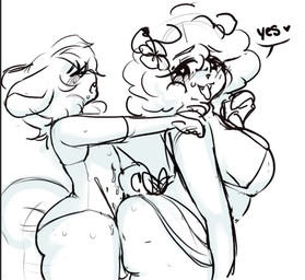 afro anthro big_breasts big_butt breasts butt clothing clothing_pull duo eyebrow_through_hair eyebrows eyes_closed female female/female femboy fluffy fluffy_tail hair looking_back looking_pleasured mouse_ears mouse_tail open_mouth paws sex standing standing_sex swimwear swimwear_pull tail thick_thighs translucent translucent_hair bugzthepug buggy_(bugzthepug) pibble_(bugzthepug) humanoid mammal murid murine rodent
