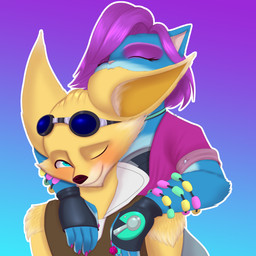 anthro bite blush ear_bite female male damian5320 hi-rez_studios paladins_(game) pepper_(paladins) pip_(paladins) canid canine fox mammal true_fox 1:1 absurd_res hi_res