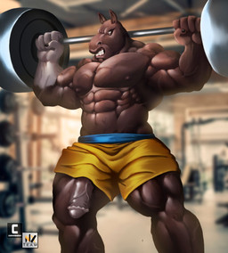 abs animal_genitalia animal_penis anthro barazoku barbell biceps big_muscles big_penis blurred_background bottomwear bulge clenched_teeth clothed clothing equine_genitalia equine_penis erection exercise genitals gym huge_muscles inside male muscular muscular_anthro muscular_male navel nipples obliques pecs penis penis_poking_out penis_through_leghole quads shorts solo standing teeth topless topless_anthro topless_male vein veiny_muscles veiny_penis weightlifting workout nexus clubbon equid equine horse mammal 2021 hi_res