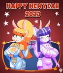 anthro bunny_costume clothing costume dress duo fake_ears fake_rabbit_ears female holidays machine pose cranebear new_year jessica_young_melis tricia_ren_sounhoff bat domestic_cat felid feline felis mammal robot robot_anthro 2023 absurd_res hi_res pinup