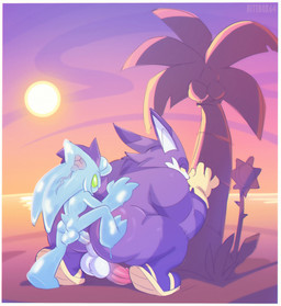 anal anal_penetration anthro balls butt clothing crouching duo erection footwear fur genitals gloves handwear larger_sub male male/male male_penetrated male_penetrating male_penetrating_male nude palm_tree penetration penile penile_penetration penis penis_in_ass plant purple_body purple_fur sandals sex shoes size_difference small_top_big_bottom submissive tree bitebox64 sega sonic_adventure sonic_the_hedgehog_(series) big_the_cat chaos_(sonic) domestic_cat felid feline felis mammal absurd_res hi_res