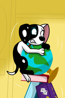 black_body black_fur black_nose black_paws book fur globe multicolored_body multicolored_fur spots tail two_tone_body two_tone_face two_tone_fur white_body white_fur white_paws white_spots white_tail dazed-and-wandering 101_dalmatian_street 101_dalmatians disney deepak_(101_dalmatians) canid canine canis dalmatian domestic_dog mammal 2:3 absurd_res hi_res