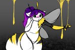 ambiguous_gender anthro blush dripping embarrassed food honey_(food) mid_transformation shy solo transformation wings culixcupric gdhusali arthropod bee domestic_cat felid feline felis hymenopteran insect mammal hi_res