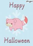 :3 ambiguous_gender chibi feral holidays humor simple_background smile solo text afterglow_ampharos christmas nintendo pokemon generation_1_pokemon pokemon_(species) slowpoke 2018 digital_media_(artwork) english_text signature