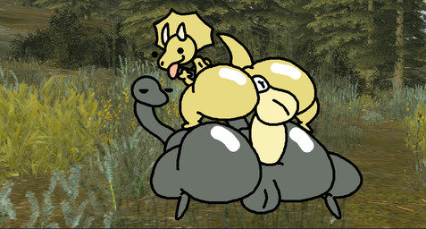 2_horns all_fours anal anal_penetration anus backsack balls big_butt big_penis bored butt dialogue duo eye_contact eyes_closed forest forest_background genitals glistening glistening_butt grass grey_body happy horn huge_butt huge_penis larger_sub long_neck looking_at_another looking_back male male/male male_penetrated male_penetrating male_penetrating_male nature nature_background on_top open_mouth penetration penis plant puffy_anus screencap screencap_background sex size_difference submissive tail tail_grab tail_motion text text_box thick_thighs tree yellow_body nxyitn brachiosaurid brachiosaurus ceratopsian ceratopsid chasmosaurine dinosaur macronarian marginocephalian ornithischian prehistoric_species reptile saurischian sauropod sauropodomorph scalie triceratops 2d_animation aliasing animated digital_media_(artwork) english_text loop seamless_loop