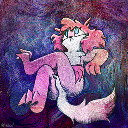 3_fingers abstract_background anthro blue_eyes cosmic_background eyeliner female fingers floating fur hair makeup pink_body pink_fur pink_hair solo space space_background static tail white_body white_fur psykwol phoebe_(psykwol) mammal mustelid otter 1:1 cross-hatching hatching_(art) shaded trans_(lore) trans_woman_(lore)