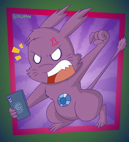3_toes angry anthro blue_line_art cellphone cheek_tuft chest_gem chest_tuft cross-popping_vein electronics empty_eyes facial_tuft fangs featureless_crotch feet fluffy_ears frown fur furrowed_eyebrows gem gesture hair hand_gesture holding_cellphone holding_object holding_phone light long_tail male markings no_eyebrows noseless nude_anthro nude_male open_frown open_mouth phone pink_tongue pointing purple_body purple_fur purple_tail purple_tail_tuft sapphire_(gem) short_hair simple_background solo straight_arms tail tail_tuft teeth text toes tongue toony tuft whisker_markings gavanzude kappa_mikey guano_(kappa_mikey) mammal unknown_species 2026 artist_name colored colored_line_art digital_drawing_(artwork) digital_media_(artwork) english_description full-length_portrait hi_res lighting portrait shaded