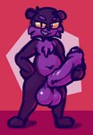 anthro balls big_balls big_penis chest_tuft eyebrows fur genitals holding_penis humanoid_genitalia humanoid_penis male navel nude nude_anthro nude_male penis purple_body purple_fur red_background simple_background slightly_chubby slightly_chubby_anthro slightly_chubby_male solo tuft yellow_sclera panickingad dusk_(panickingad) bear mammal 2022 absurd_res digital_media_(artwork) hi_res