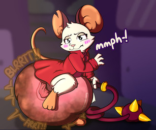 anthro barefoot big_diaper big_ears blurred_background blush blush_lines clothed clothing coat diaper excessive_feces feces feet female fur grunting holding_object holding_whip huge_diaper hyper hyper_feces leaning narrowed_eyes notched_ear on_one_leg onomatopoeia pink_diaper pooping pouting raised_leg red_clothing red_coat red_topwear soiled_diaper soiling soiling_diaper solo sound_effects standing straining tail text topwear unclean_diaper used_diaper using_diaper wearing_diaper wetness_indicator whip white_body white_fur law_azure mina_the_hollower yacht_club_games mina_(mina_the_hollower) mammal mouse murid murine rodent 2026 digital_drawing_(artwork) digital_media_(artwork) hi_res
